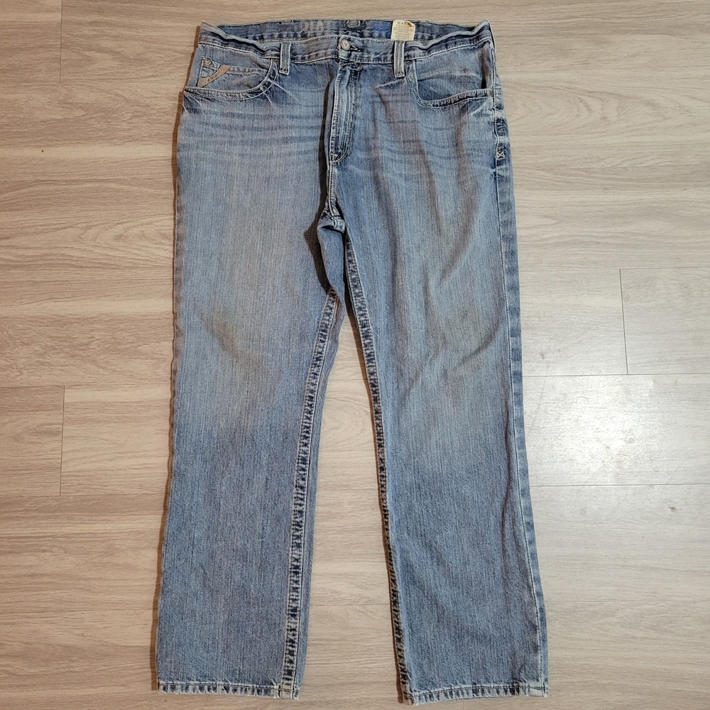 Ariat M-Series Mens Light Wash Straight Leg Denim Jeans 40x32 Cotton